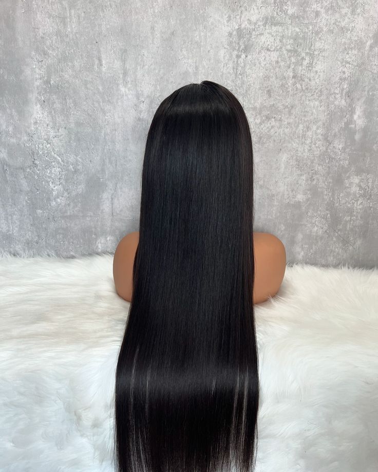 Black Straight 13x4 Wig Glueless 360 Human Hair Lace Frontal Wig for Black Women