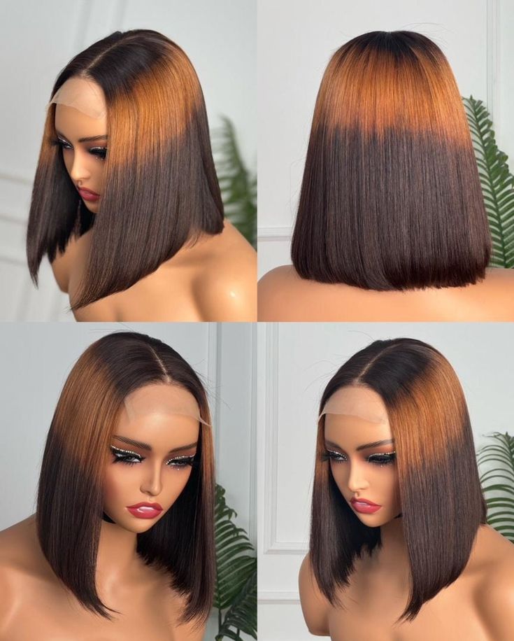 Straight Colored Bob 13x4 Wig Glueless 360 Human Bob Wig for Black Women