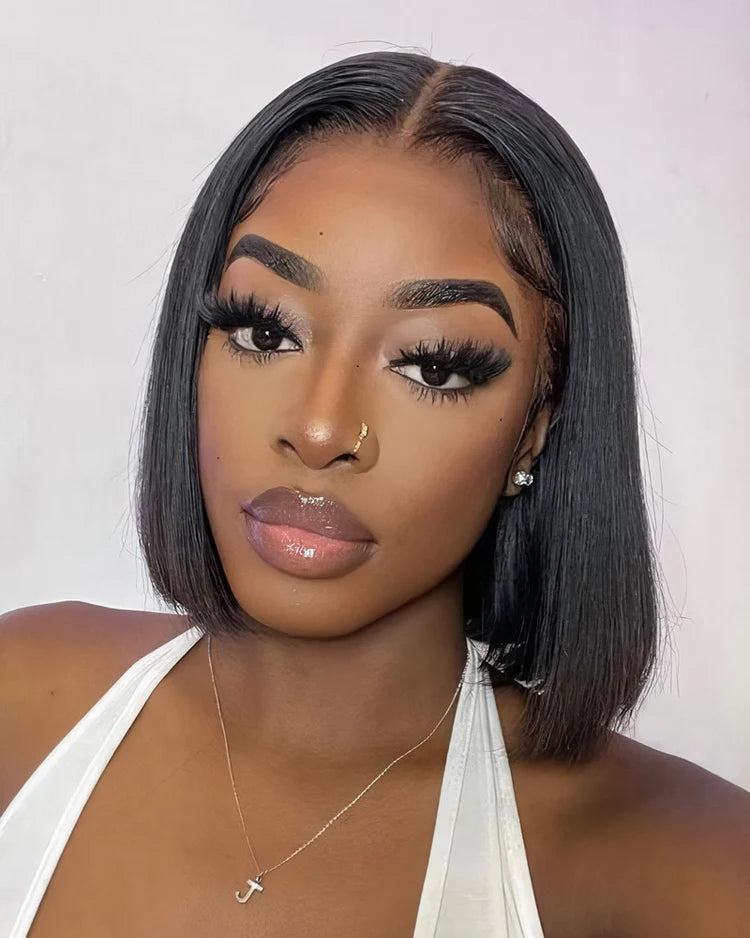 Black Bob straight 13x4 Wig Glueless 360 Human Hair Lace Bob Wig for Black Women