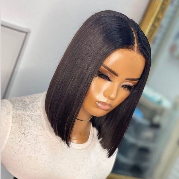 Black Bob straight 13x4 Wig Glueless 360 Human Hair Lace Bob Wig for Black Women