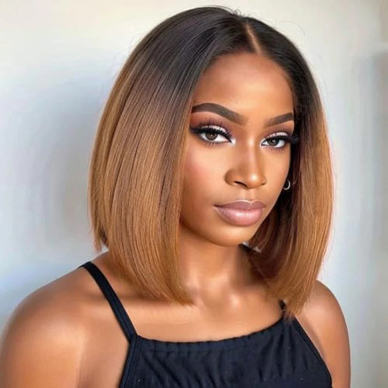 Straight Colored Bob 13x4 Wig Glueless 360 Human Bob Wig for Black Women