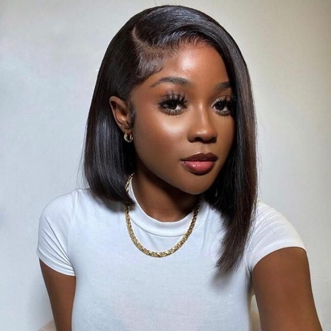 Black Bob straight 13x4 Wig Glueless 360 Human Hair Lace Bob Wig for Black Women