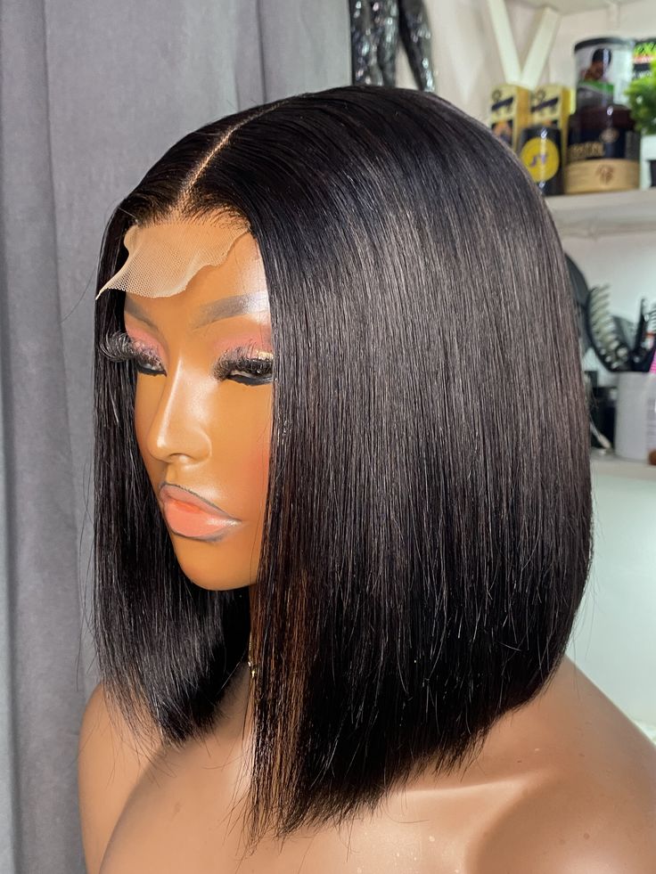 Black Bob straight 13x4 Wig Glueless 360 Human Hair Lace Bob Wig for Black Women